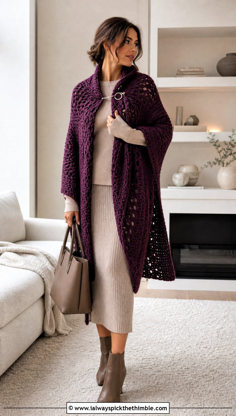 Oversized Blanket Prayer Shawl With Knit Set - 25 easy crochet prayer shawls outfit ideas