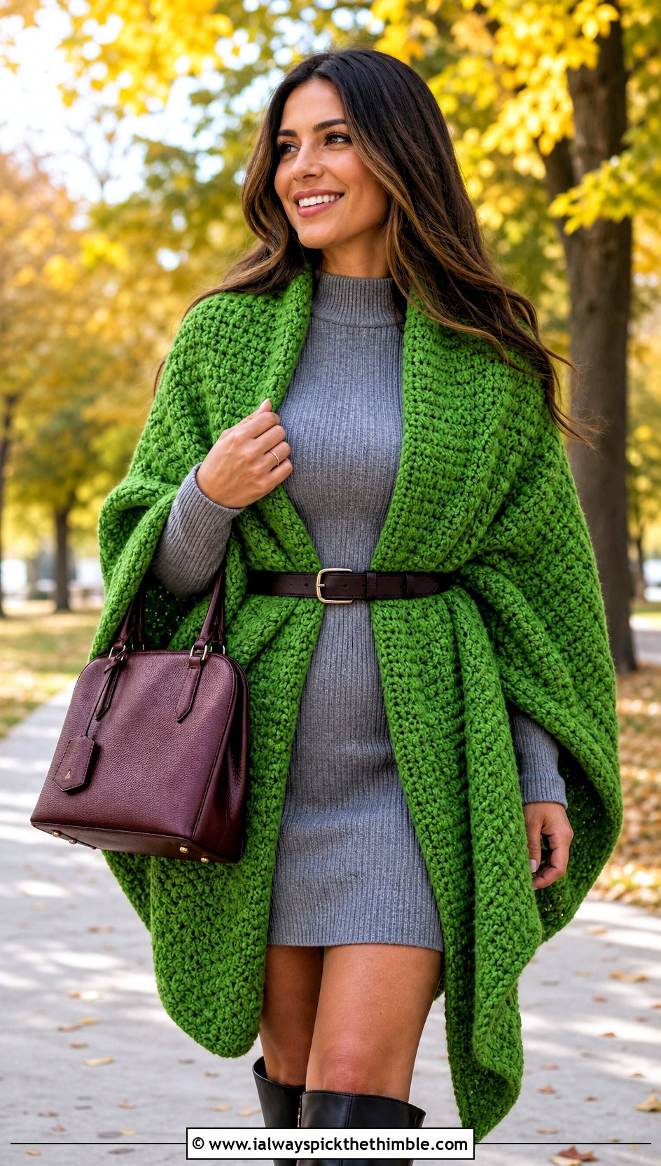 Oversized Blanket Shawl With Sweater Dress - 20 boho crochet shawl outfit ideas