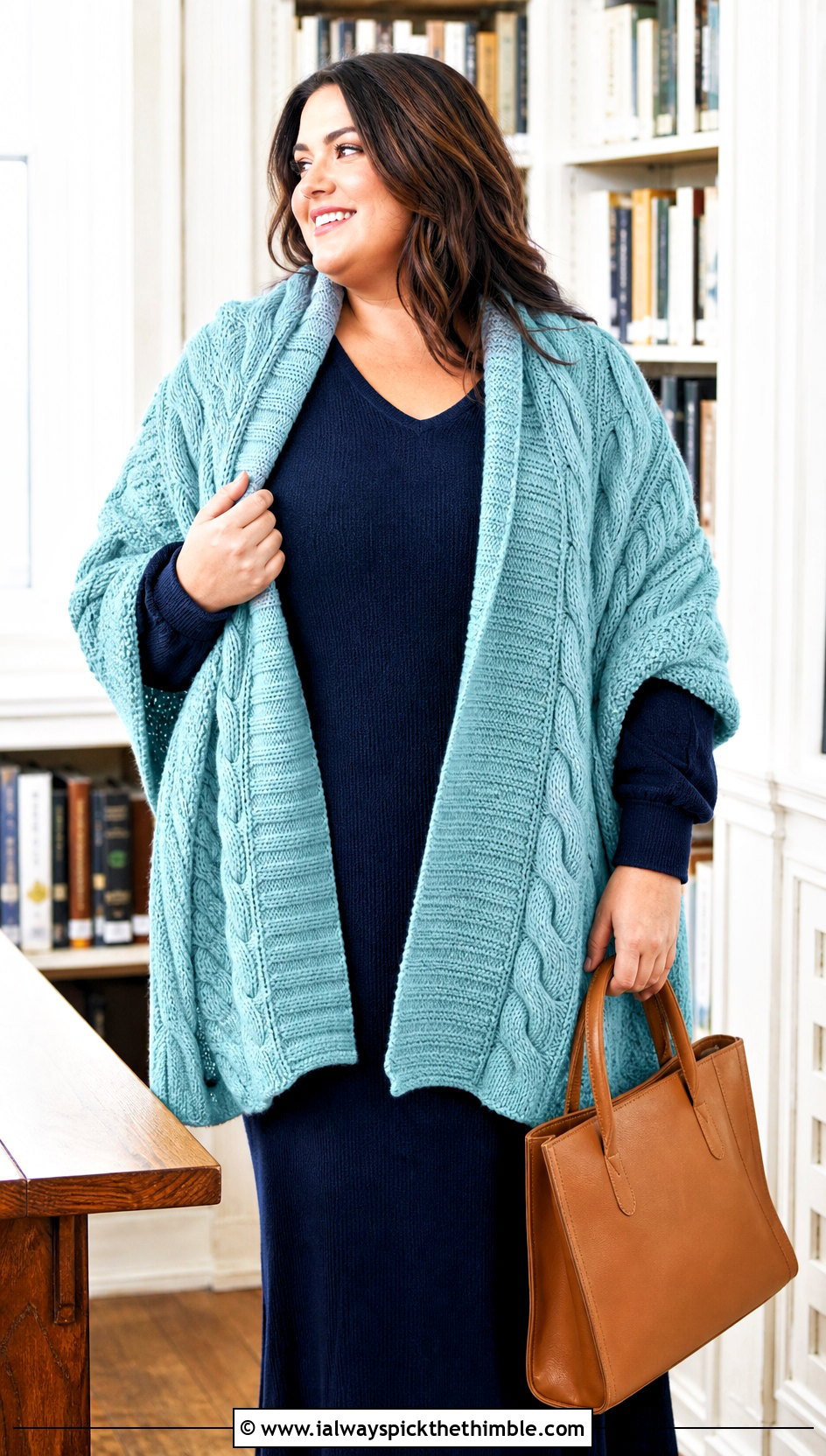 Oversized Cable Comfort Shawl With Maxi Dress - 15 Crochet Cable Shawl outfit ideas