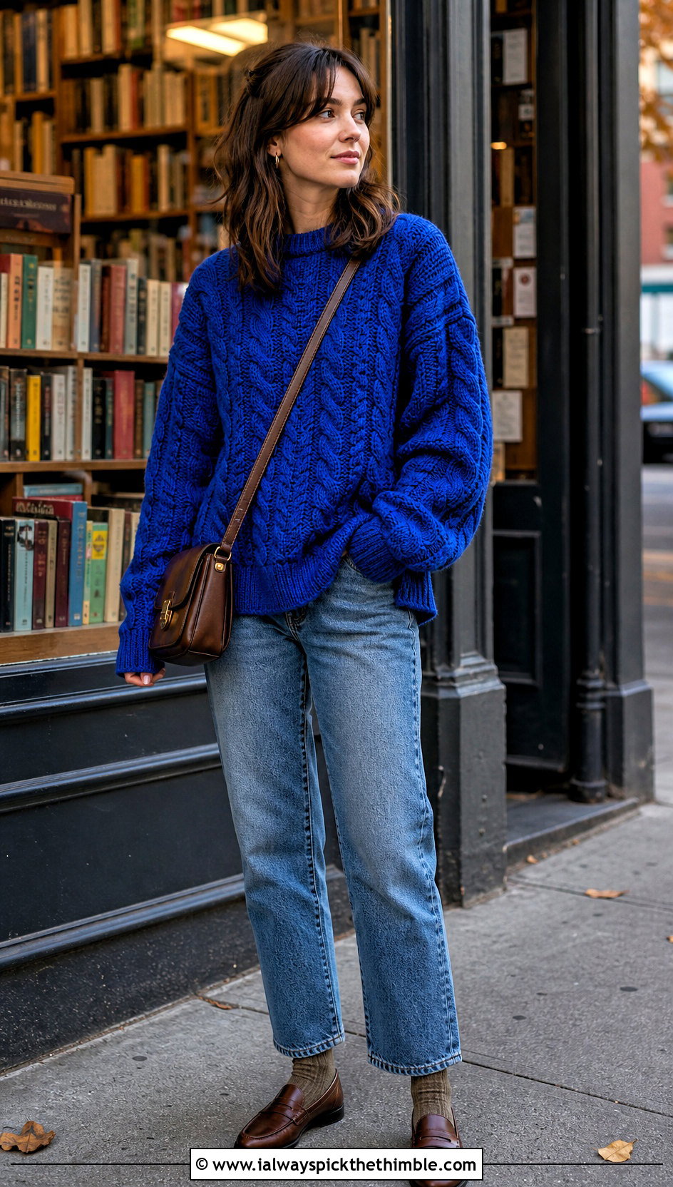 Oversized Cable Crochet Rory Gilmore Sweater With Straight Jeans - 20 crochet rory gilmore sweater outfit ideas