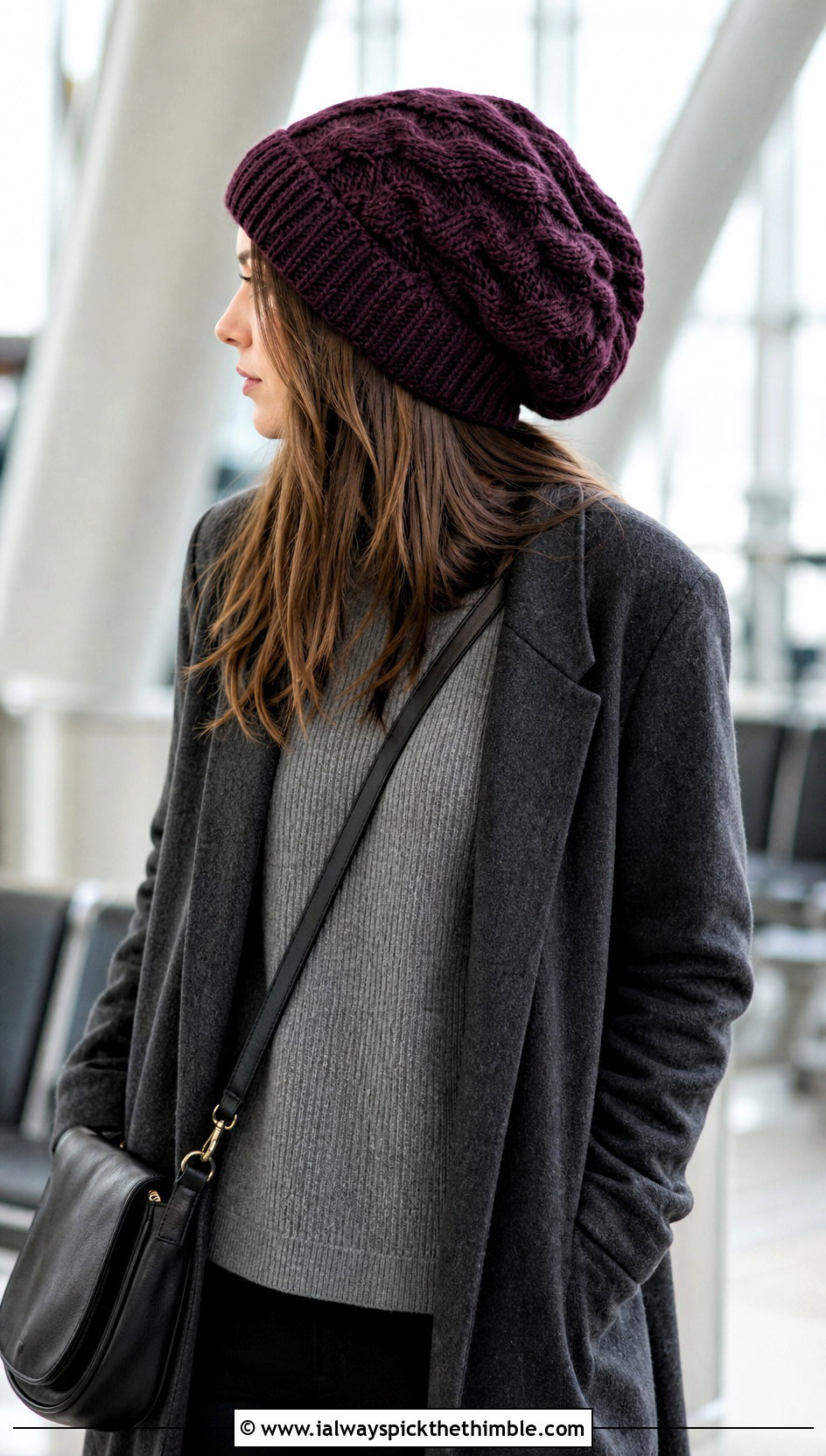 Oversized Cable Slouch Hat With Monochrome Knit Outfit - 20 Cable Knit Crochet Hat outfit ideas
