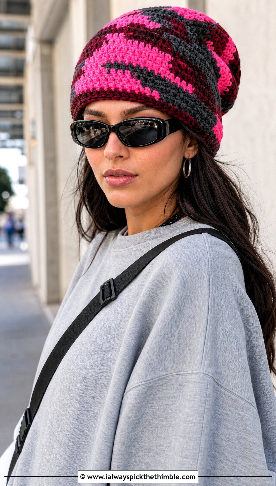 Oversized Camo Crochet Beanie With Sweatshirt And Bike Shorts - 20 Camo Beanie Crochet Hat outfit ideas