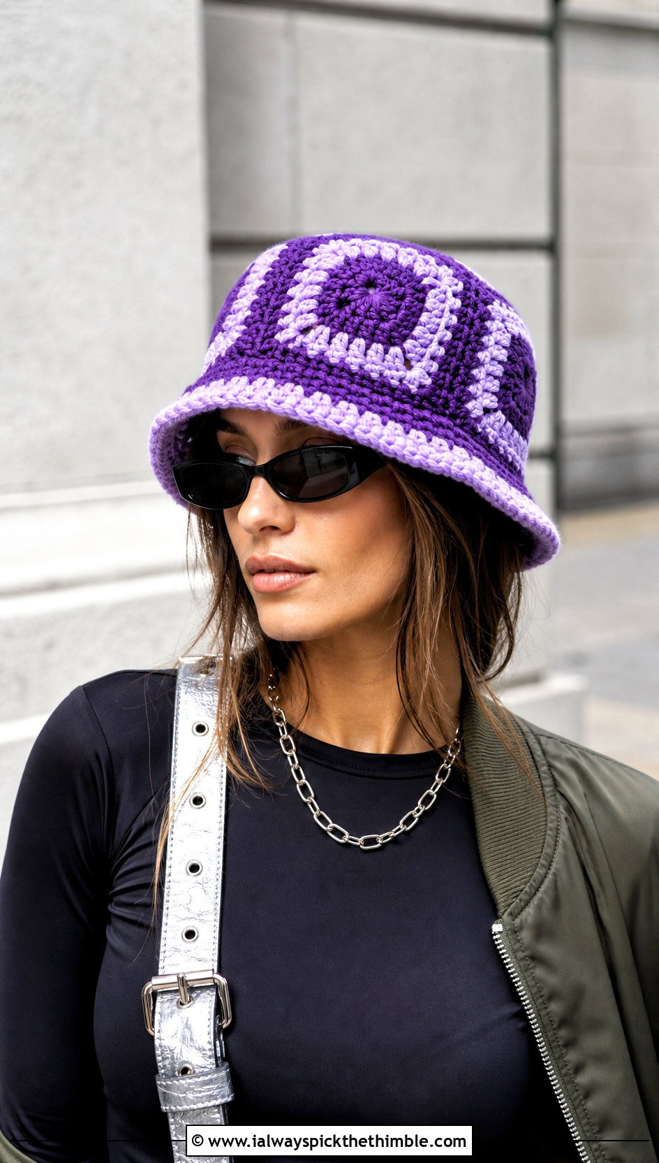 Oversized Check Crochet Bucket Hat With Cargo Pants - 20 checkerboard crochet bucket hat outfit ideas