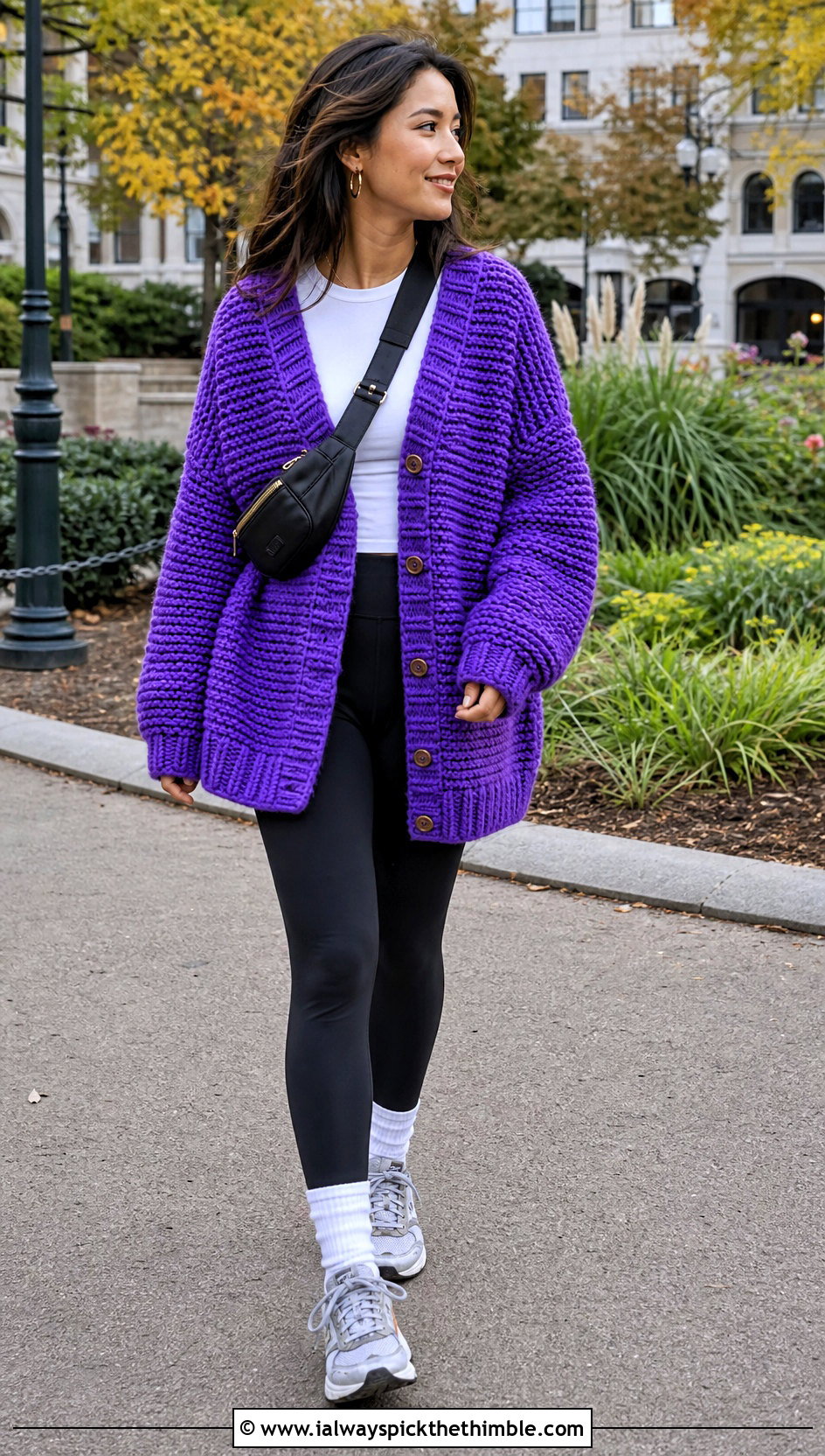 Oversized Chunky Crochet Button Up Cardigan With Leggings - 20 Crochet Button Up Cardigan outfit ideas