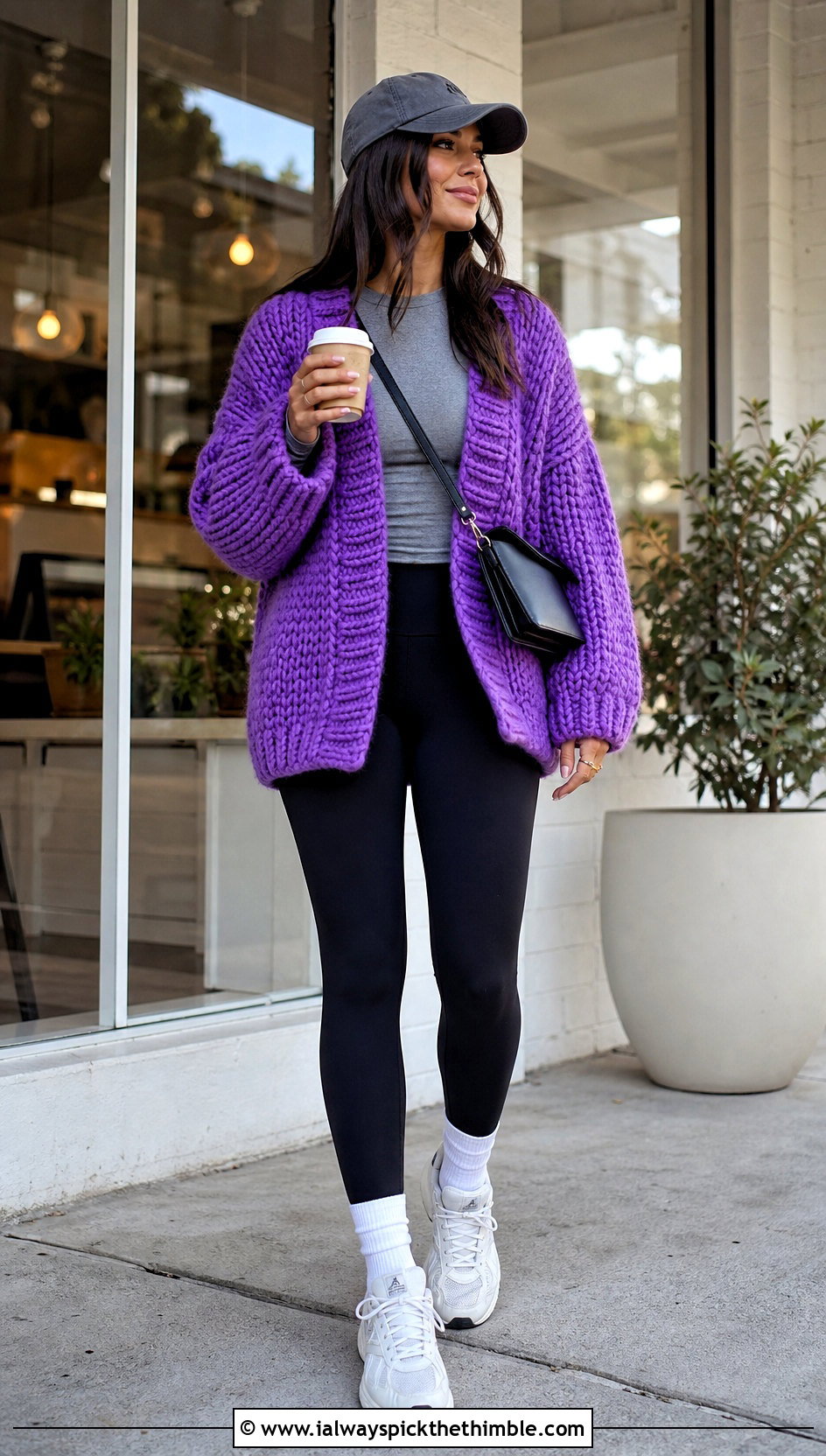 Oversized Chunky Crocheted Cardigan With Leggings - 15 Easy Crocheted Cardigan outfit ideas
