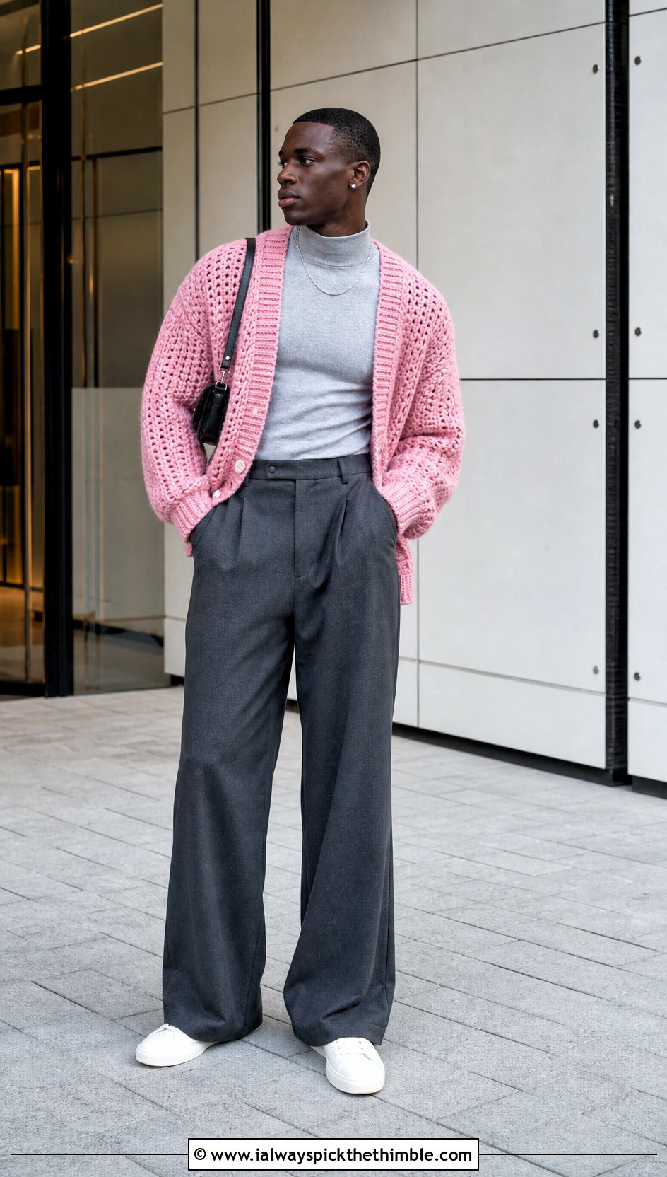 Oversized Crochet Cardigan With Wide Leg Pants - 20 crochet man cardigan outfit ideas
