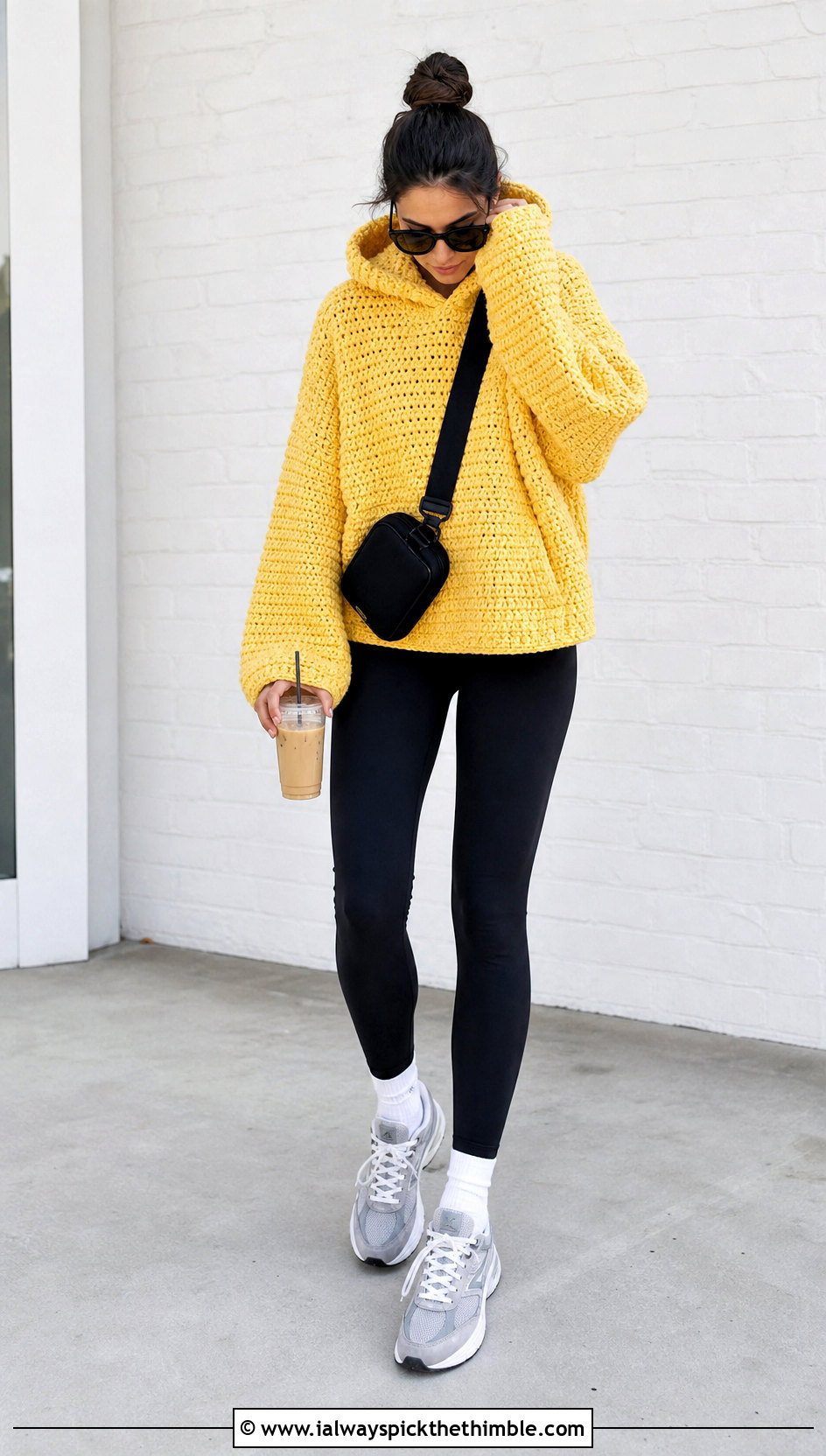 Oversized Crochet Hoodie With Leggings - 20 Easy Crochet Hoodie outfit ideas