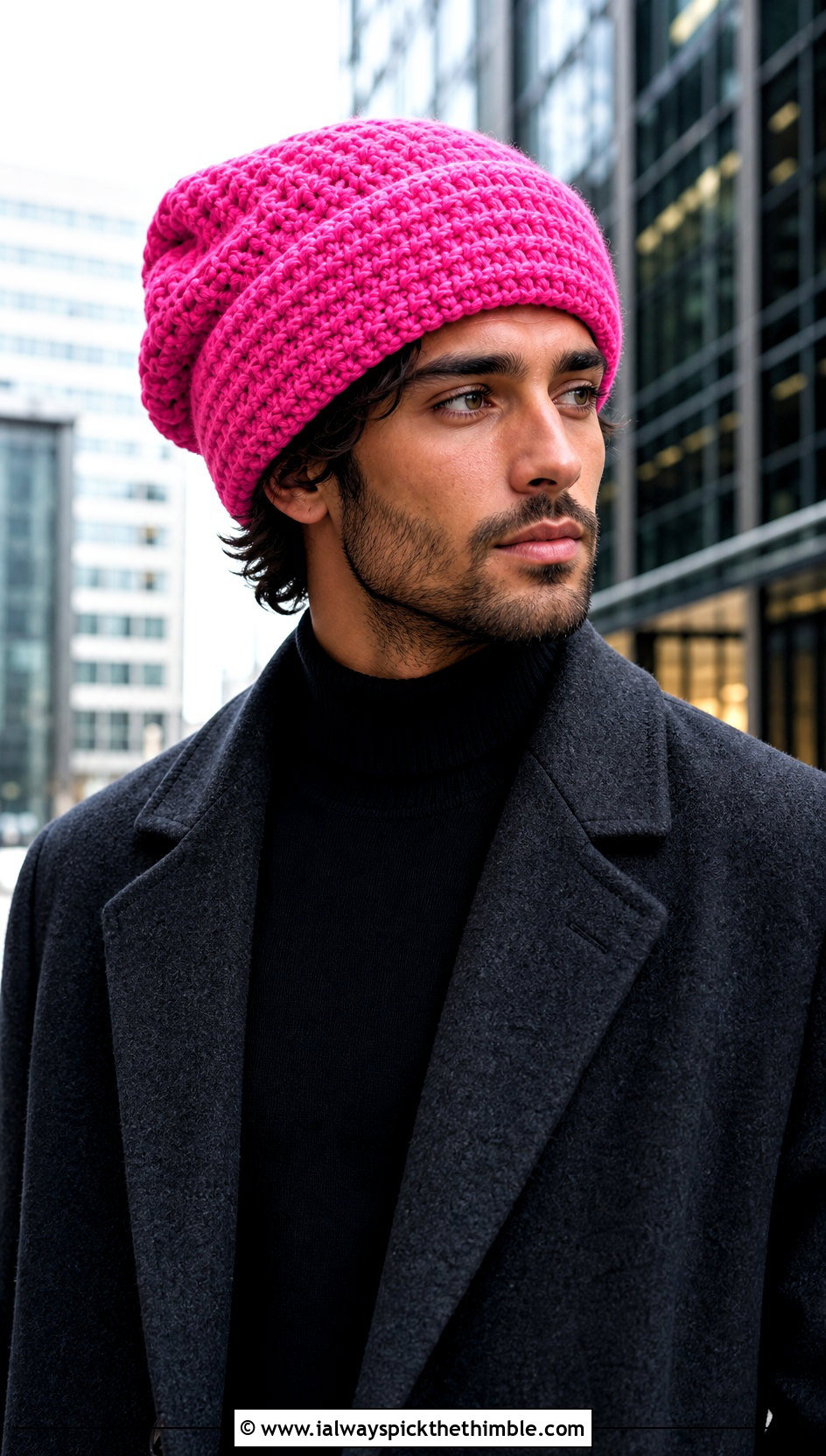 Oversized Crochet Slouchy Beanie With Long Coat - 25 Crochet Slouchy Hat Mens Slouch Beanie outfit ideas