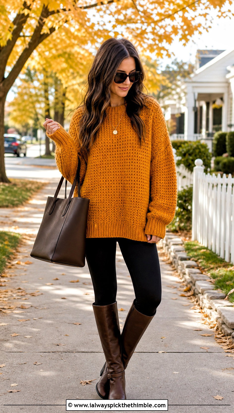 Oversized Crochet Sweater With Leggings And Riding Boots - 25 colorful crochet sweater outfit ideas