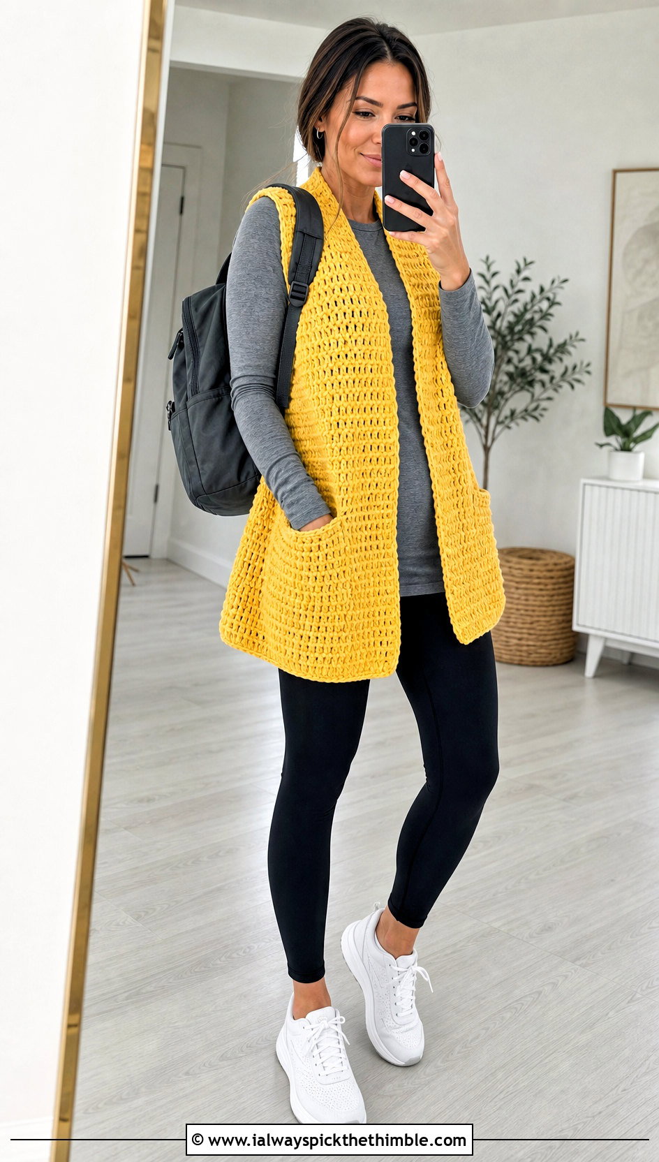 Oversized Crochet Vest With Leggings - 25 crochet vest outfits for women outfit ideas