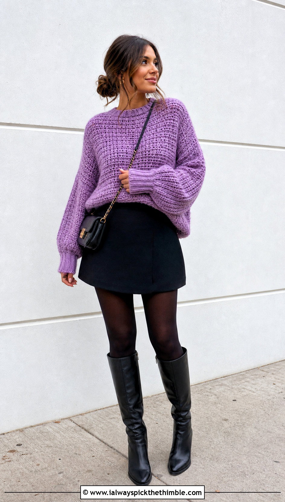 Oversized DK Weight Crochet Sweater With Mini Skirt - 20 Dk Weight Crochet Sweater outfit ideas