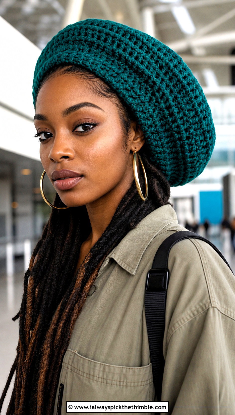 Oversized Dreadlock Tam With Utility Jumpsuit - 20 crochet rasta beanie outfit ideas