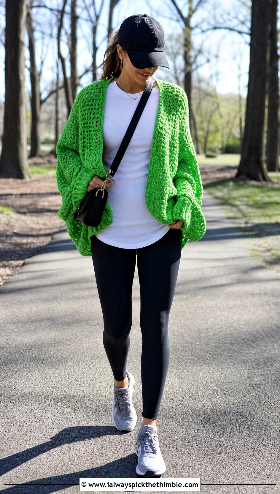 Oversized Drop Shoulder Crochet Sweater With Leggings - 20 Crochet Over The Shoulder Sweater outfit ideas