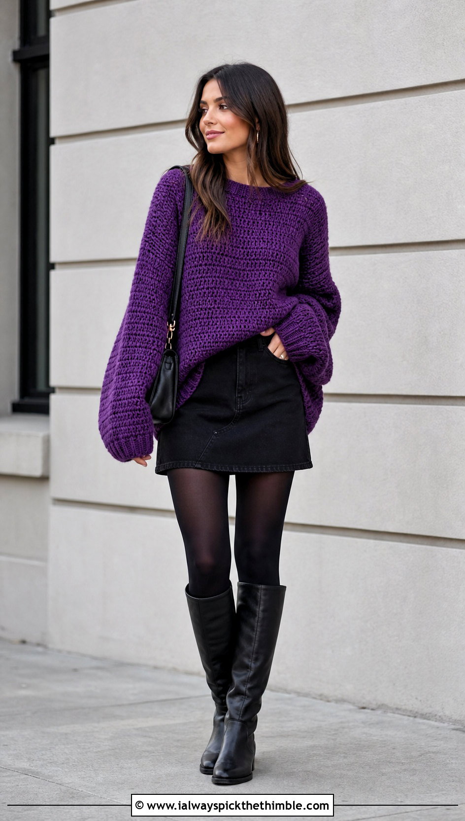 Oversized Drop Shoulder Crochet Sweater With Mini Skirt - 20 Colorful Crochet Sweater Ideas