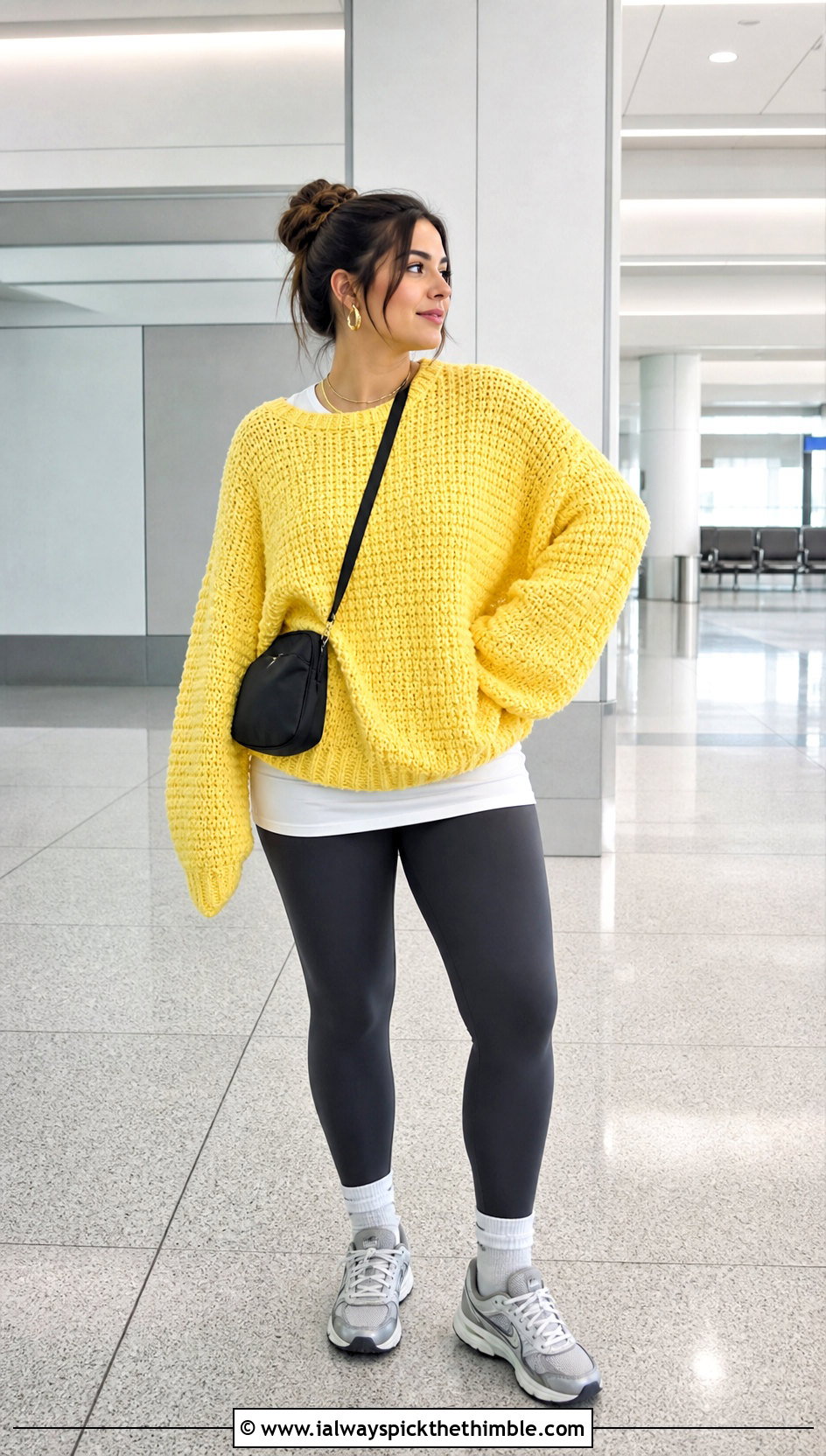 Oversized Drop Shoulder Double Crochet Sweater With Leggings - 25 double crochet sweater outfit ideas