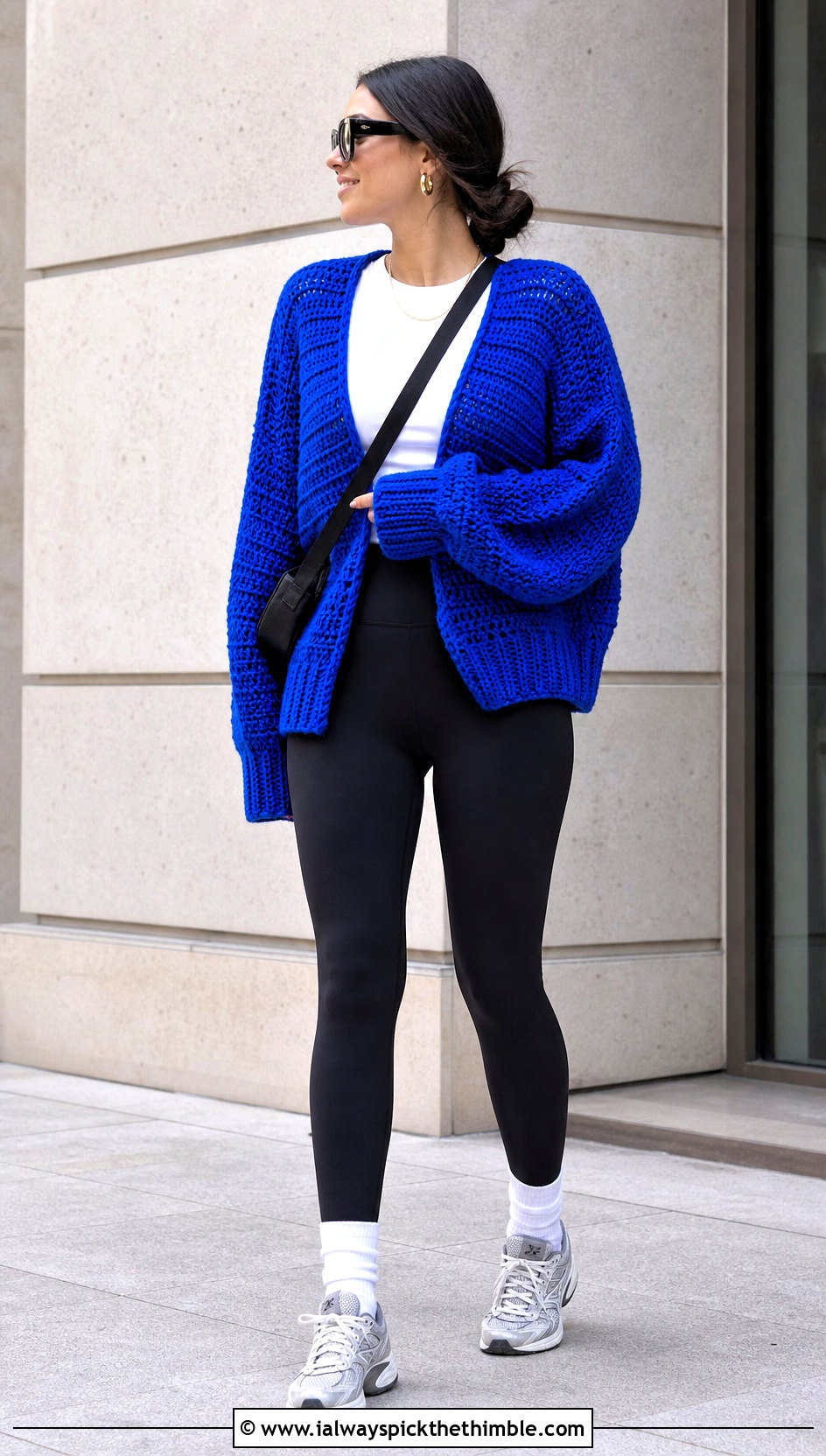 Oversized Drop Shoulder Rectangle Crochet Sweater With Leggings - 15 Rectangle Crochet Sweater outfit ideas