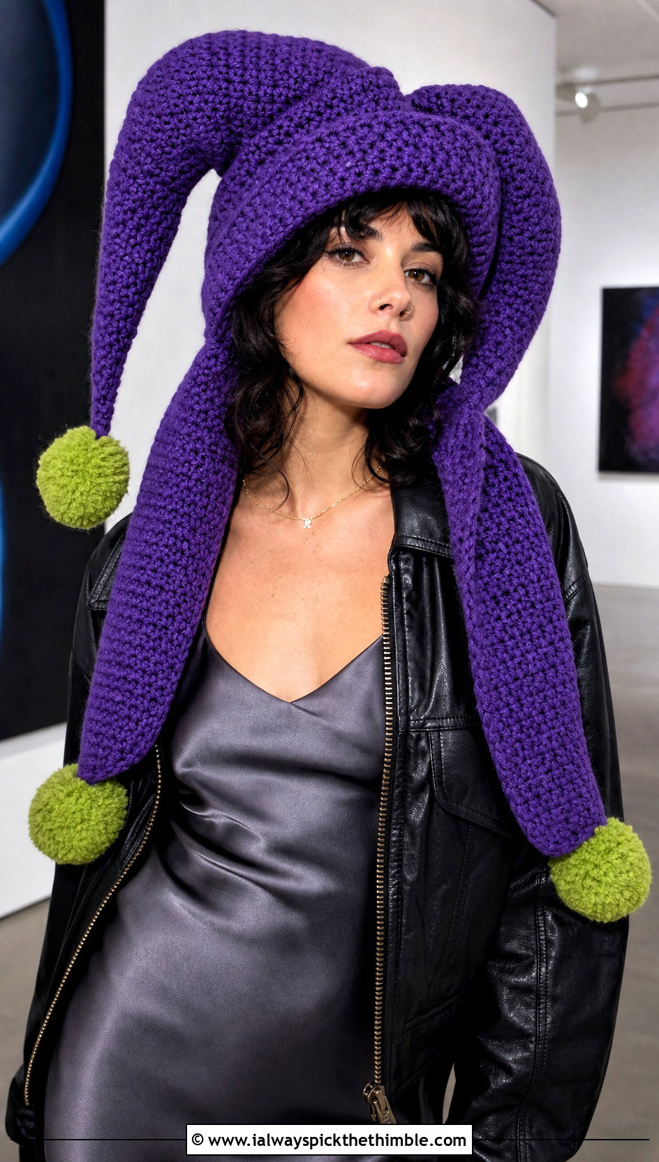Oversized Floppy Crochet Pomni Hat With Slip Dress - 25 Crochet Pomni Hat outfit ideas