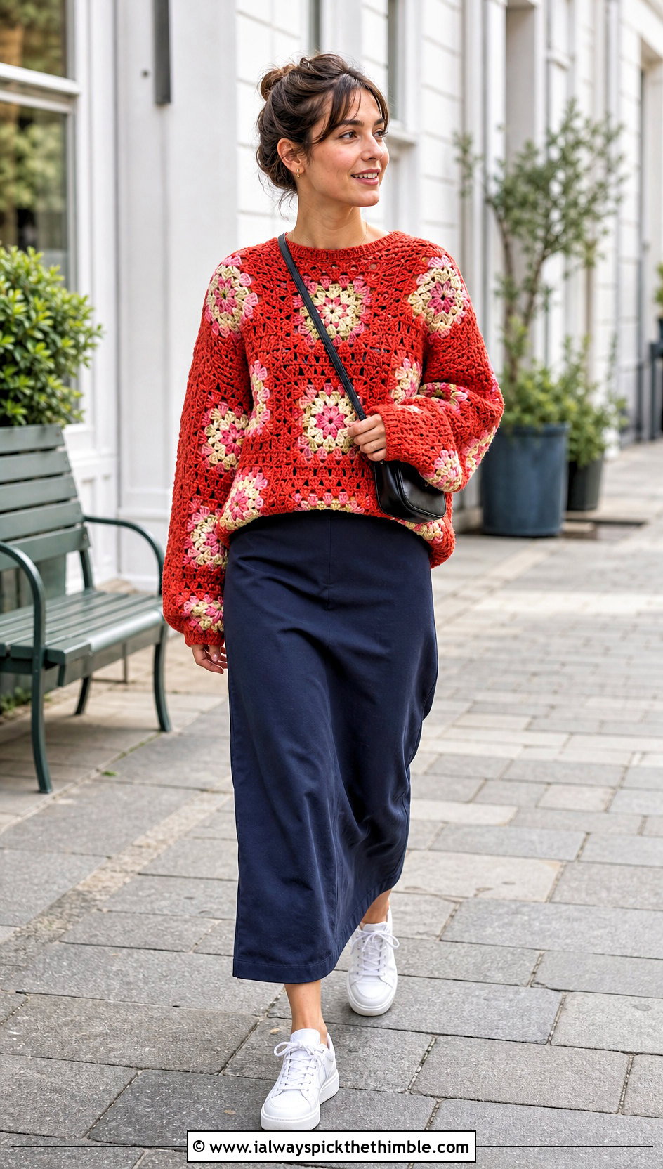 Oversized Floral Granny Square Sweater With Maxi Skirt - 25 4 Granny Square Sweater outfit ideas