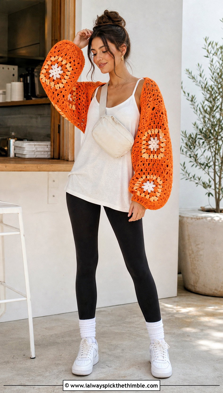 Oversized Granny Square Bolero With Leggings - 25 granny square bolero outfit ideas
