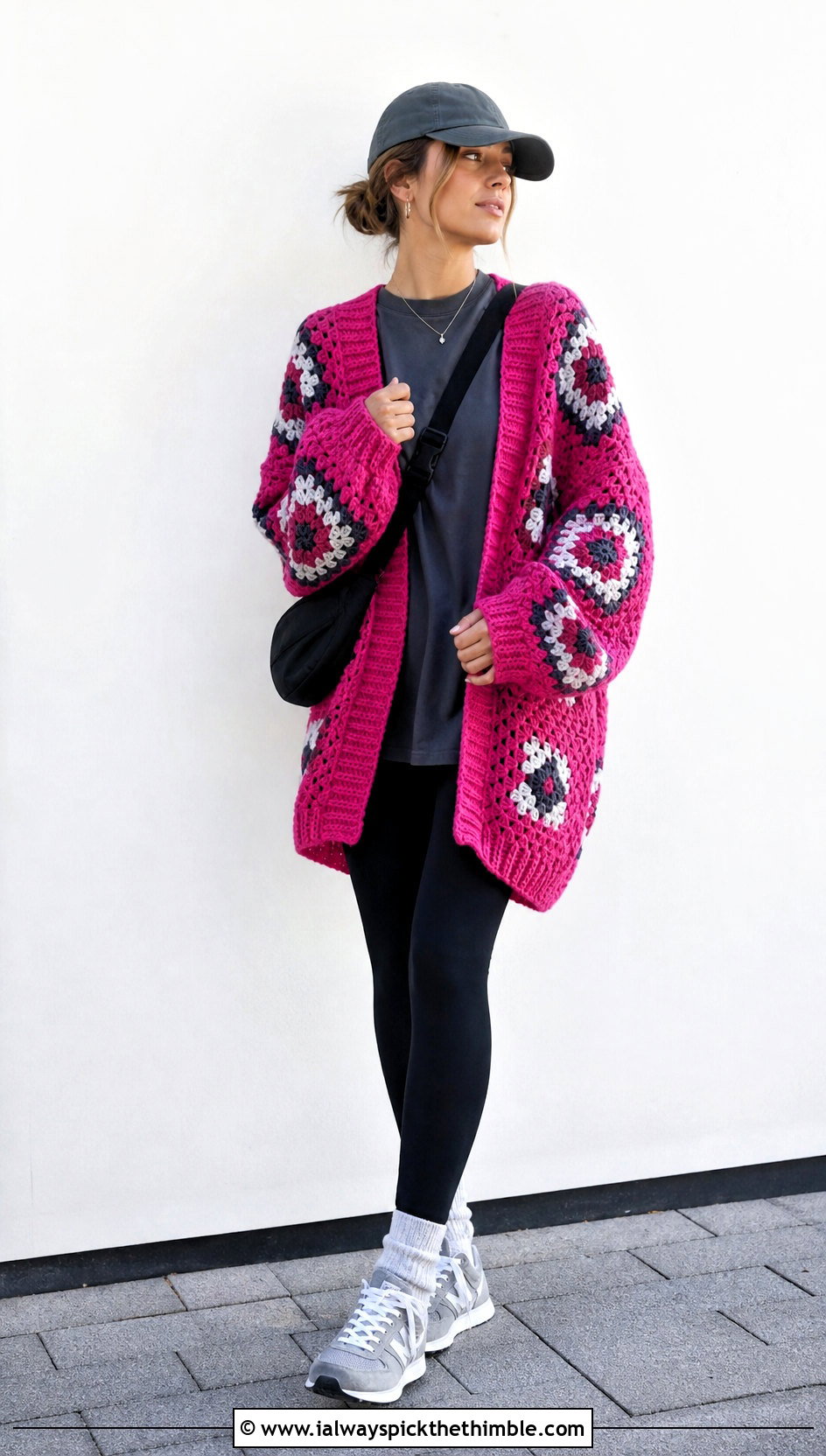 Oversized Granny Square Cardigan With Leggings - 20 granny squares cardigan outfit ideas