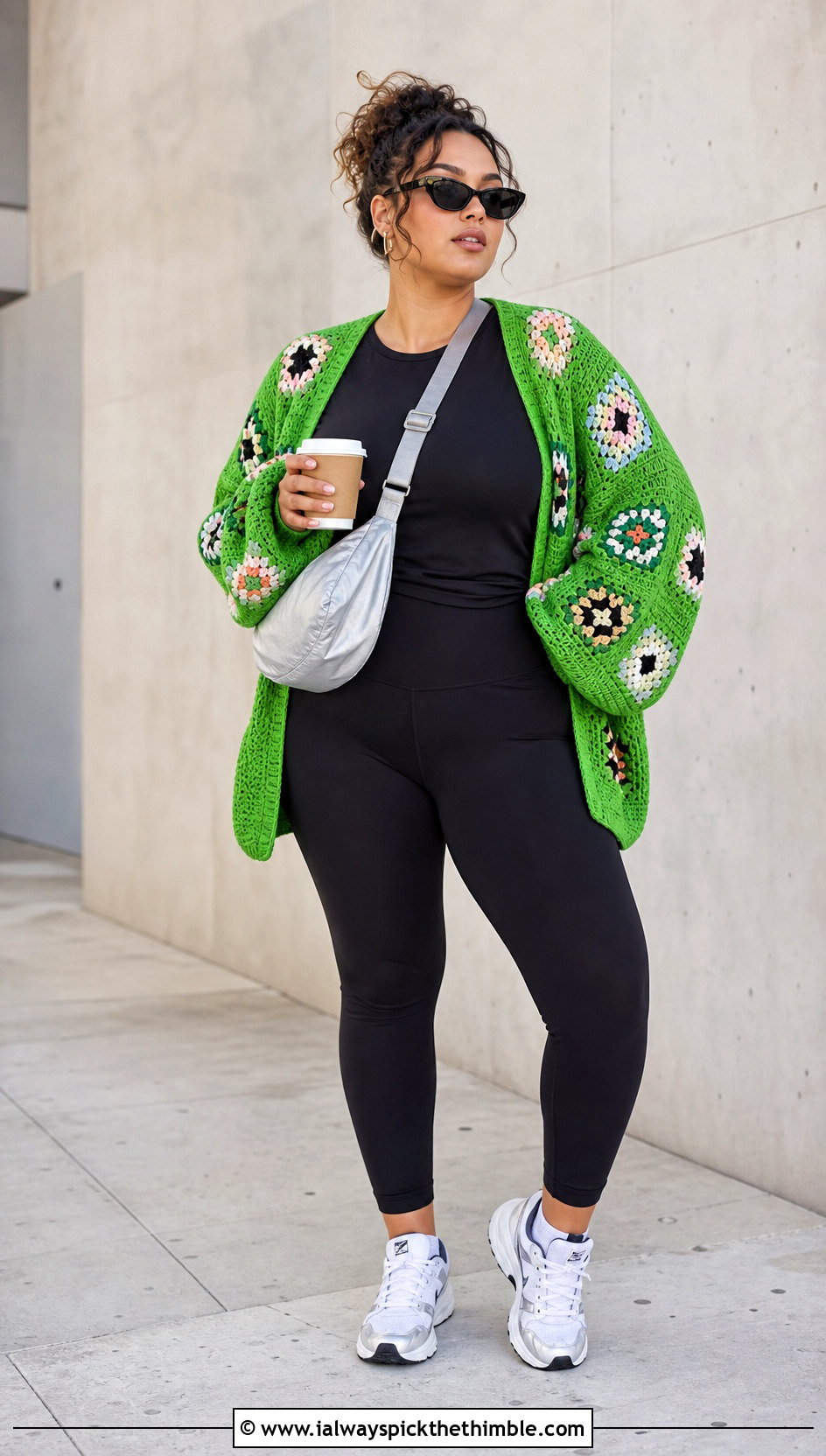 Oversized Granny Square Crochet Cardigan With Leggings - 20 Grant Square Crochet Cardigan outfit ideas