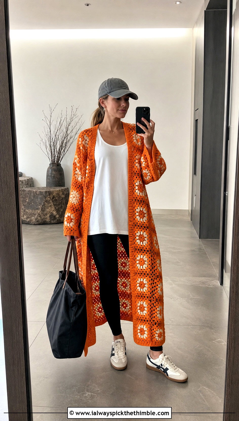 Oversized Granny Square Duster With Leggings - 20 Crochet Granny Square Duster outfit ideas