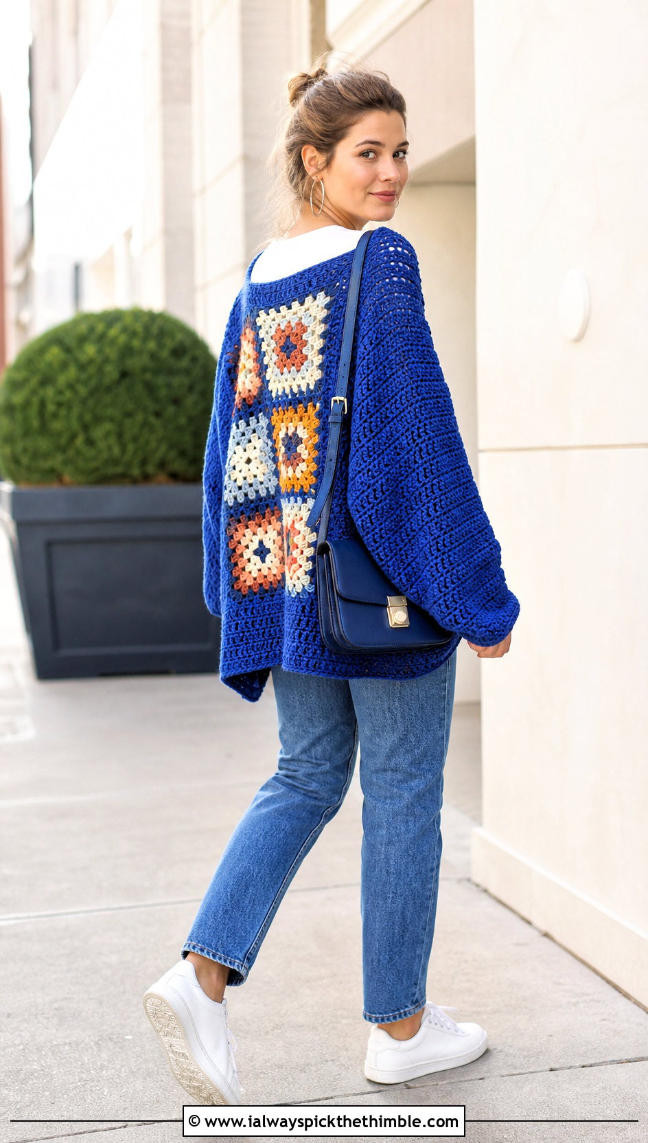 Oversized Hexagon Cardigan With Granny Square Back And Straight Leg Jeans - 20 Hexagon Cardigan With Granny Square Back outfit ideas