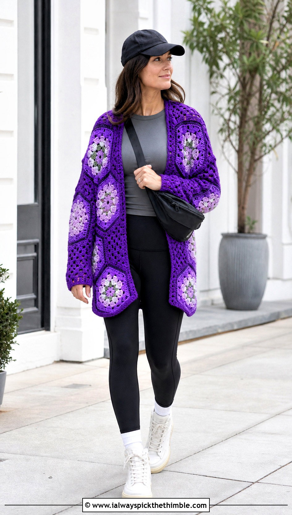Oversized Hexagon Crochet Cardigan With Leggings - 20 Hexagon Crochet Cardigan With Granny Squares outfit ideas