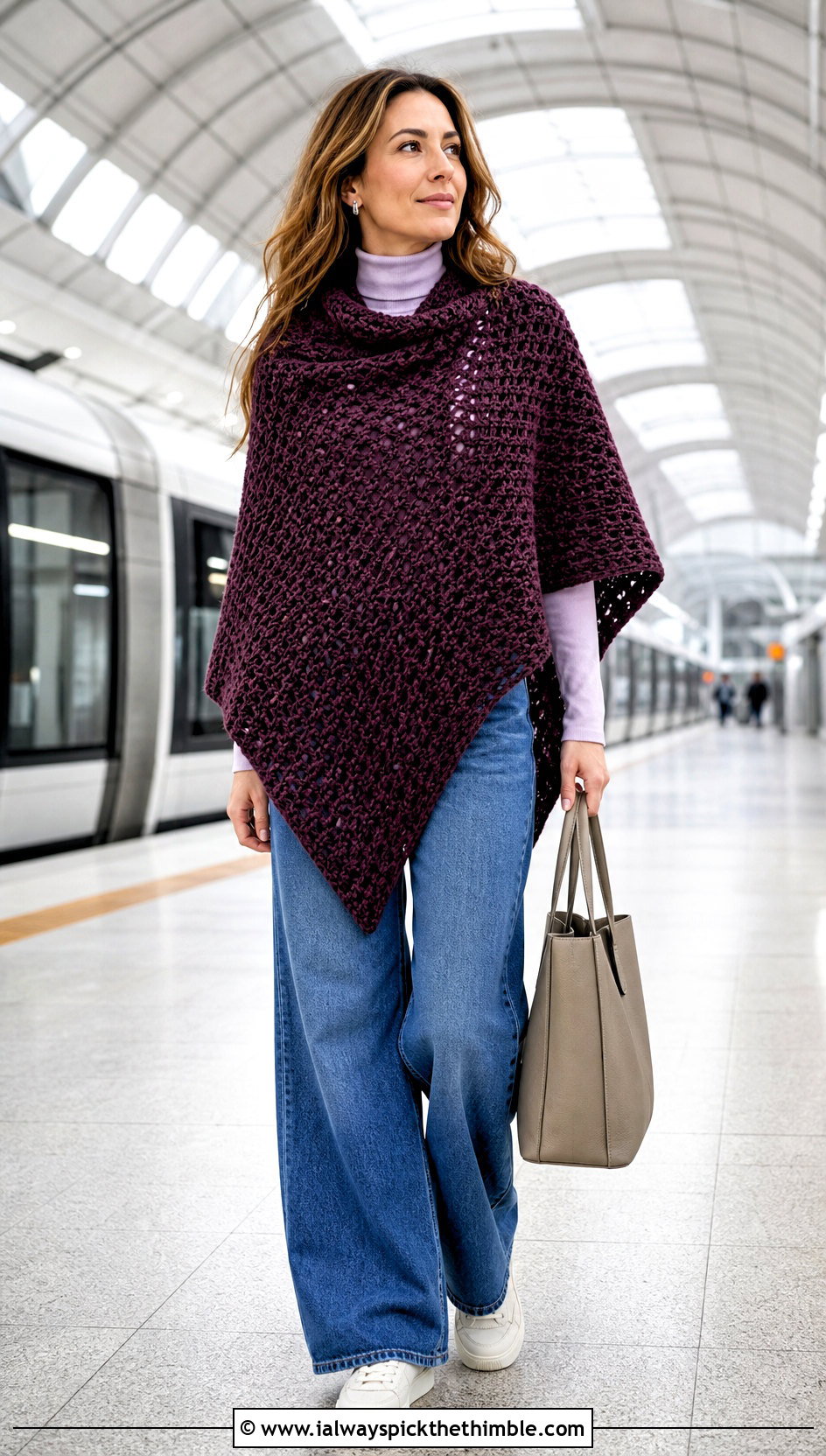 Oversized Highlander Wrap With Wide Leg Jeans - 20 Crochet Highlander Shawl outfit ideas