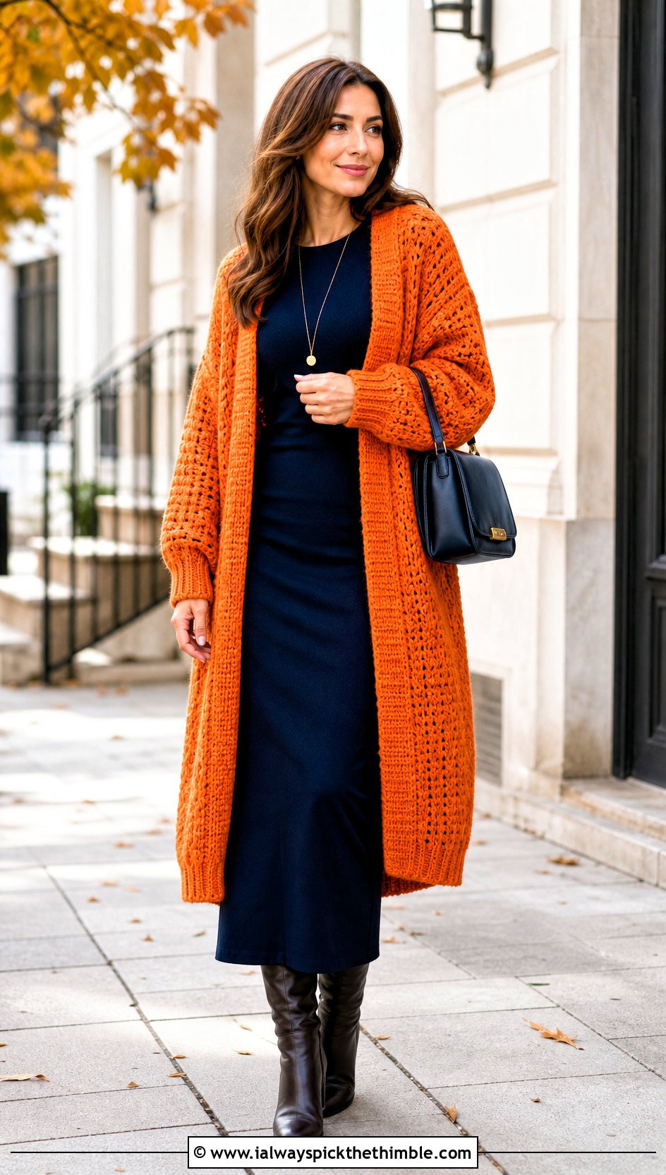 Oversized Longline Crochet Cardigan With Maxi Dress - 20 oversized chunky crochet cardigan outfit ideas