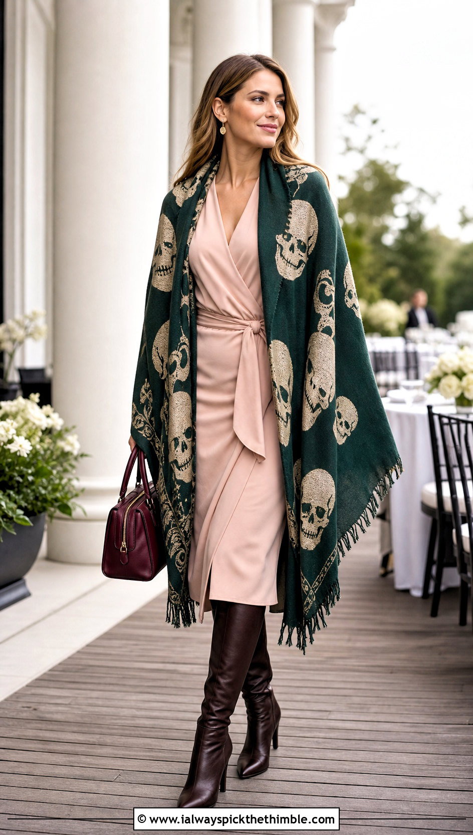 Oversized Lost Souls Shawl With Wrap Dress - 15 Lost Soul Crochet Shawl outfit ideas