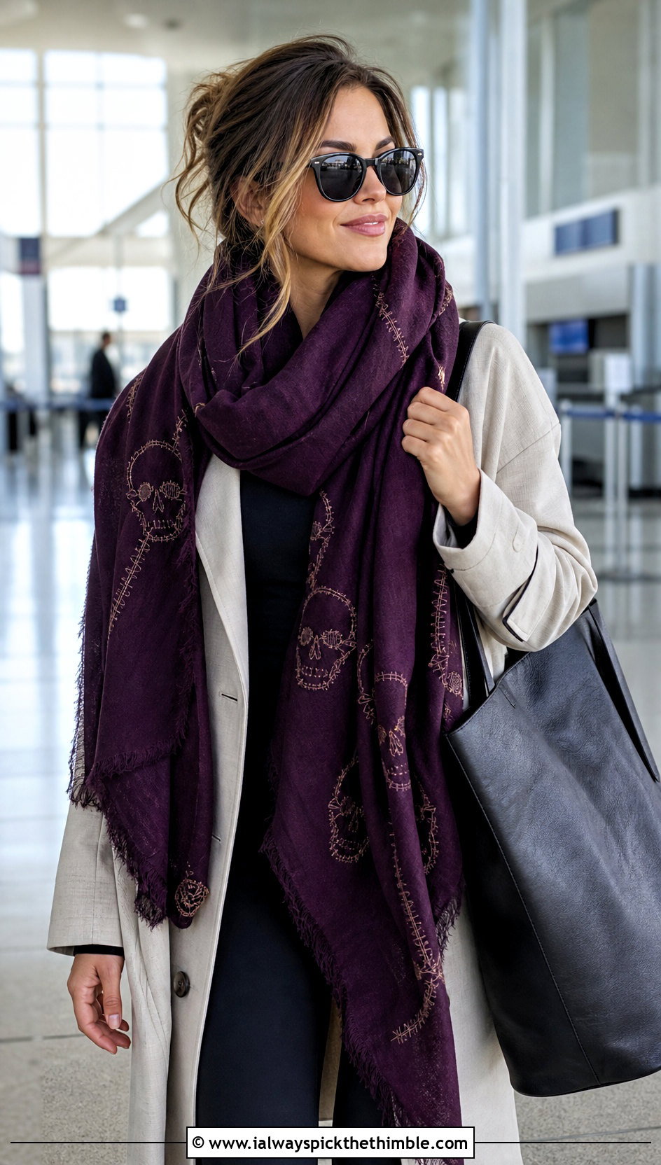 Oversized Lost Souls Wrap With Leggings And Trench Coat - 25 crochet lost souls shawl outfit ideas