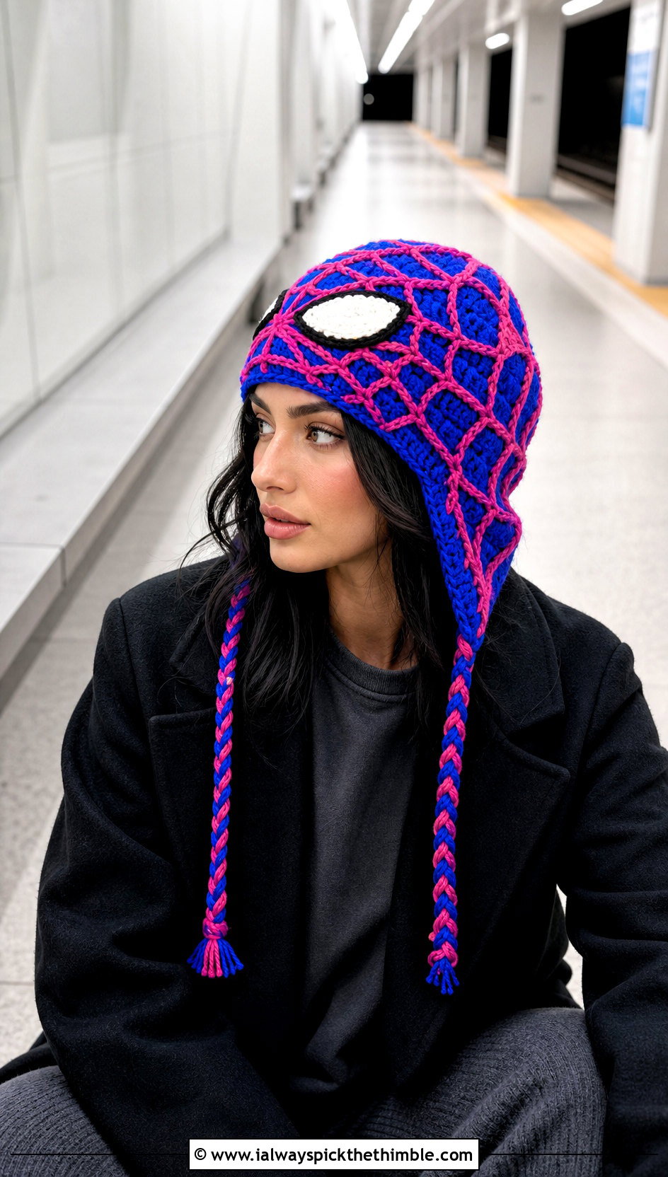Oversized Mayday Crochet Beanie With Monochrome Outfit - 20 mayday crochet beanie outfit ideas