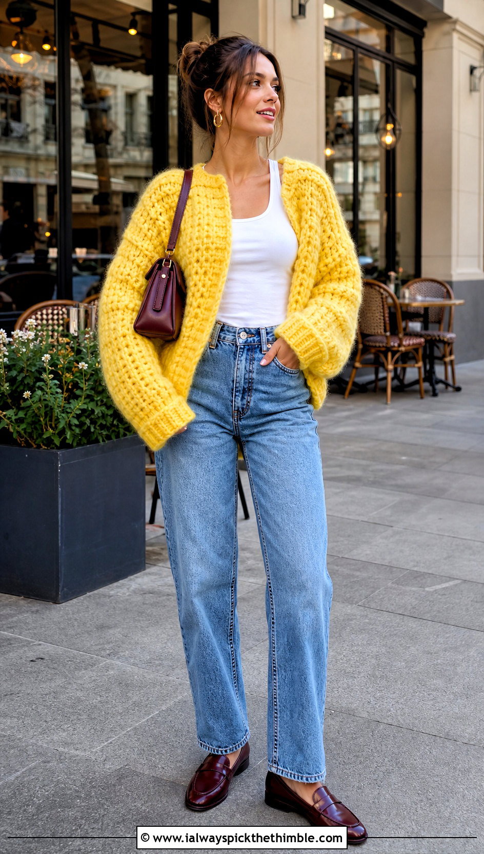 Oversized Mohair Crochet Sweater With Straight Leg Jeans - 25 mohair crochet sweater outfit ideas