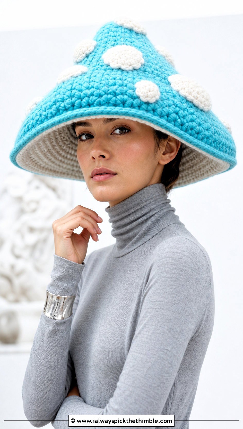 Oversized Mushroom Crochet Hat With Monochrome Outfit - 25 crochet mushroom hat outfit ideas