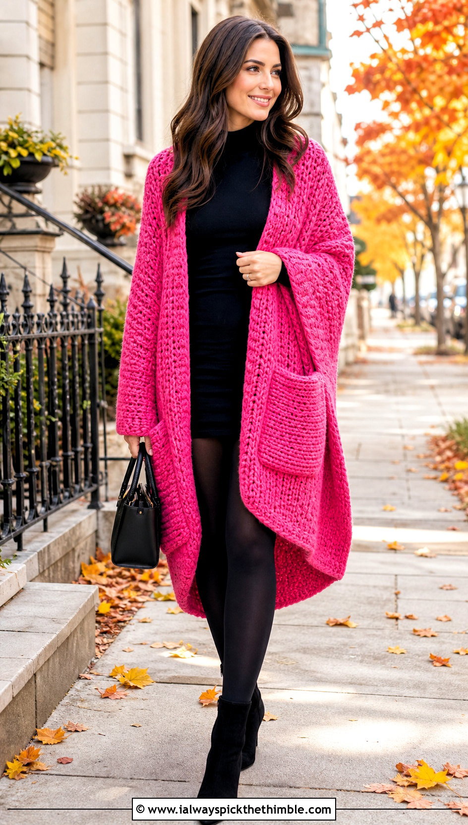 Oversized Pocket Crochet Shawl With Mini Dress And Boots - 15 Pocket Crochet Shawl outfit ideas