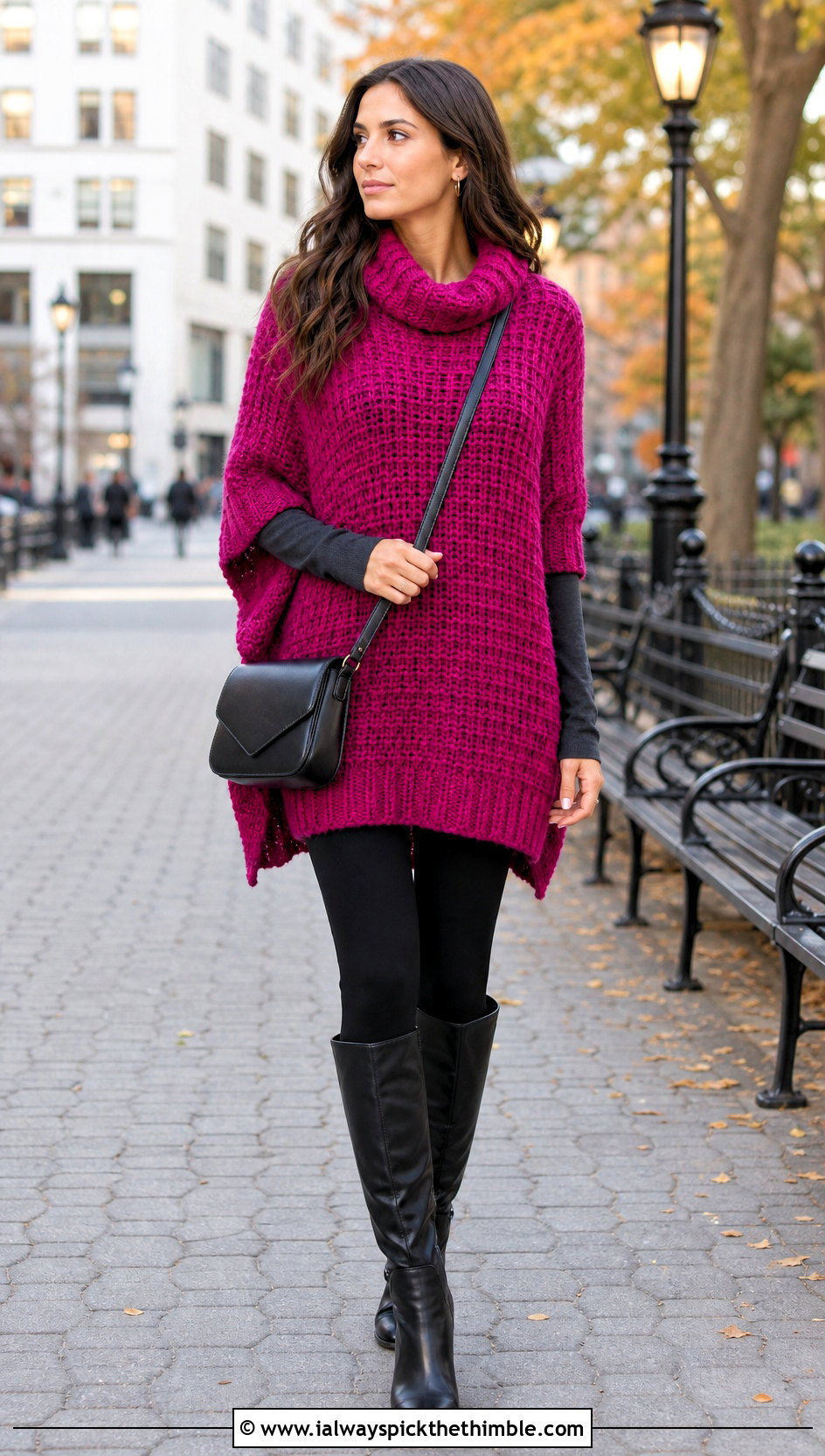 Oversized Poncho Crochet Tunic Cover Up With Leggings - 15 crochet tunic cover up outfit ideas