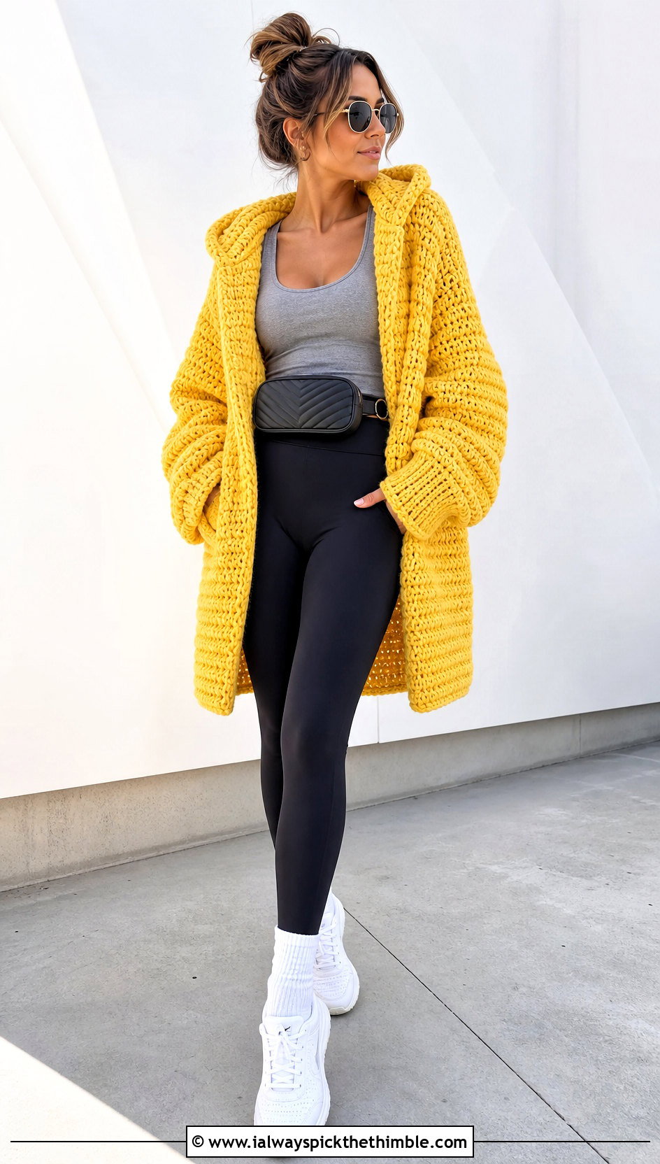Oversized Pullover Crochet Blanket Hoodie With Leggings - 20 crochet blanket hoodie outfit ideas