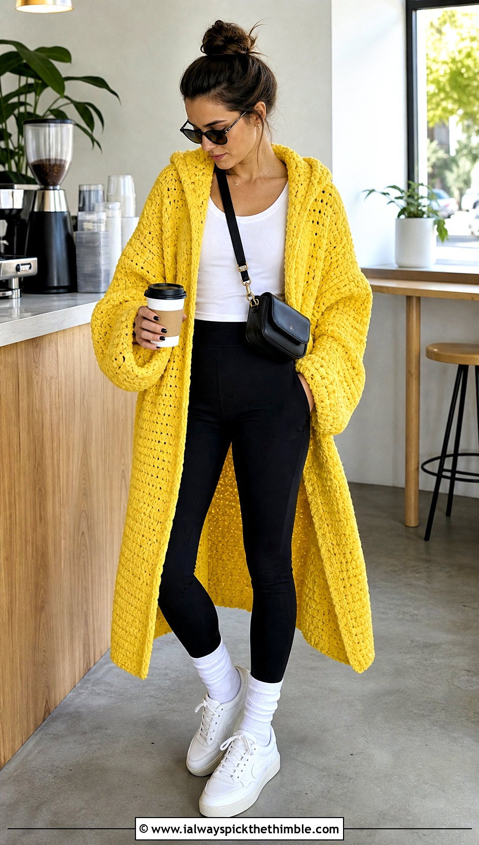 Oversized Pullover Crochet Hoodie Blanket With Leggings - 20 crochet hoodie blanket outfit ideas