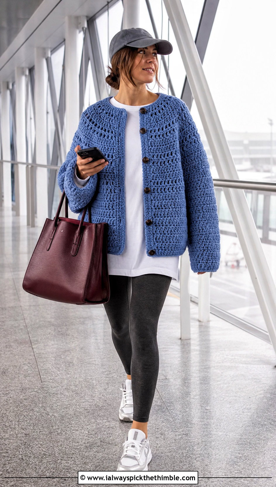 Oversized Round Yoke Cardigan With Leggings - 20 Crochet Yoke Cardigan outfit ideas