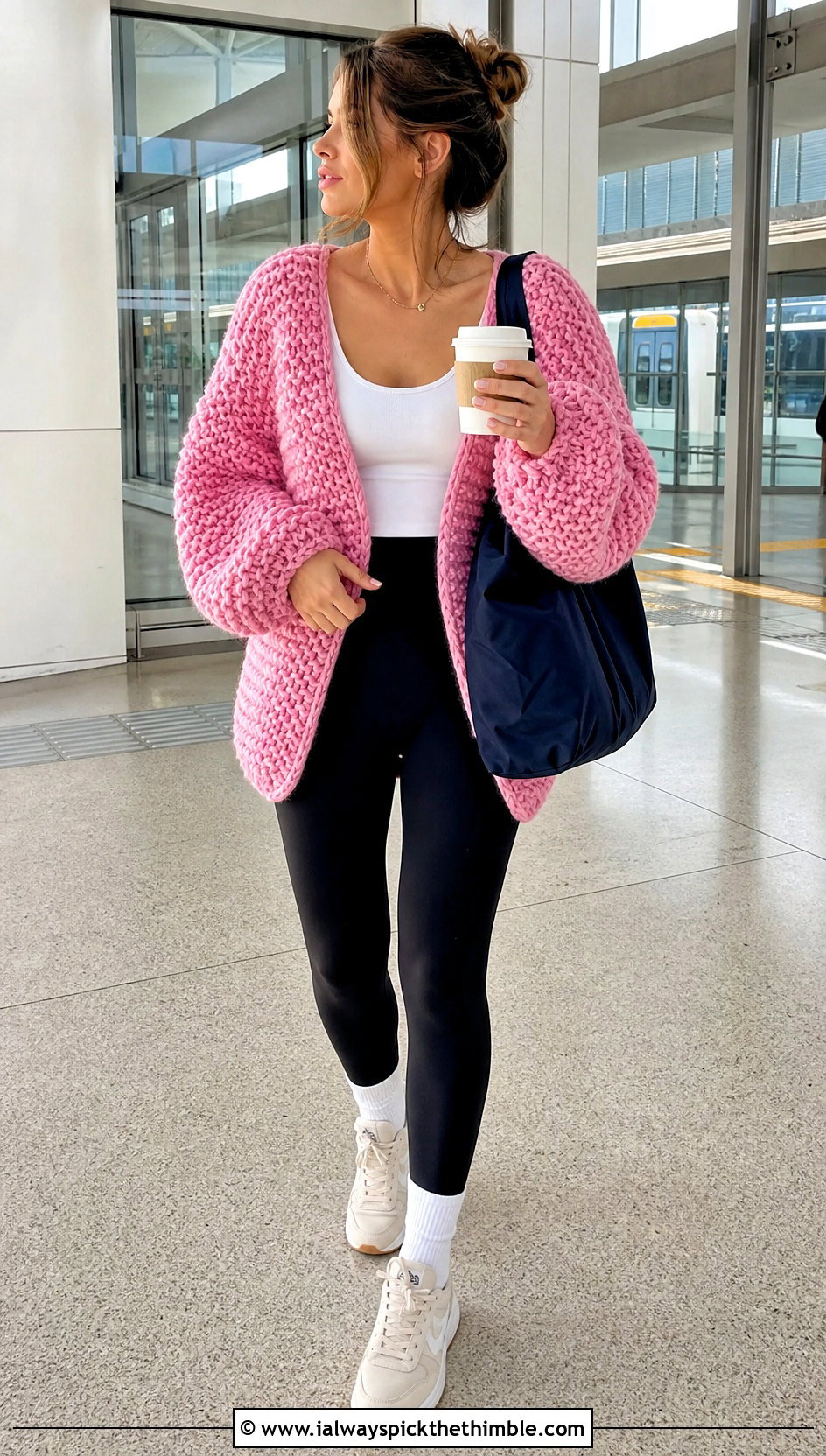 Oversized Sally Cardigan With Leggings And Sneakers - 20 Crochet Sally Cardigan outfit ideas