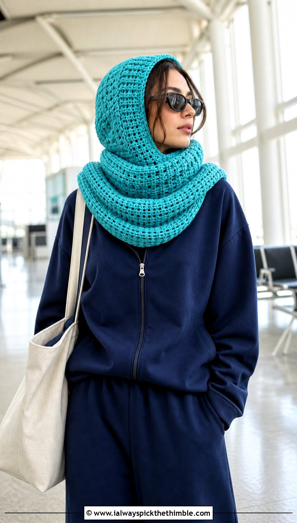 Oversized Snood Crochet Balaclava With Tracksuit - 20 hooded crochet balaclava outfit ideas