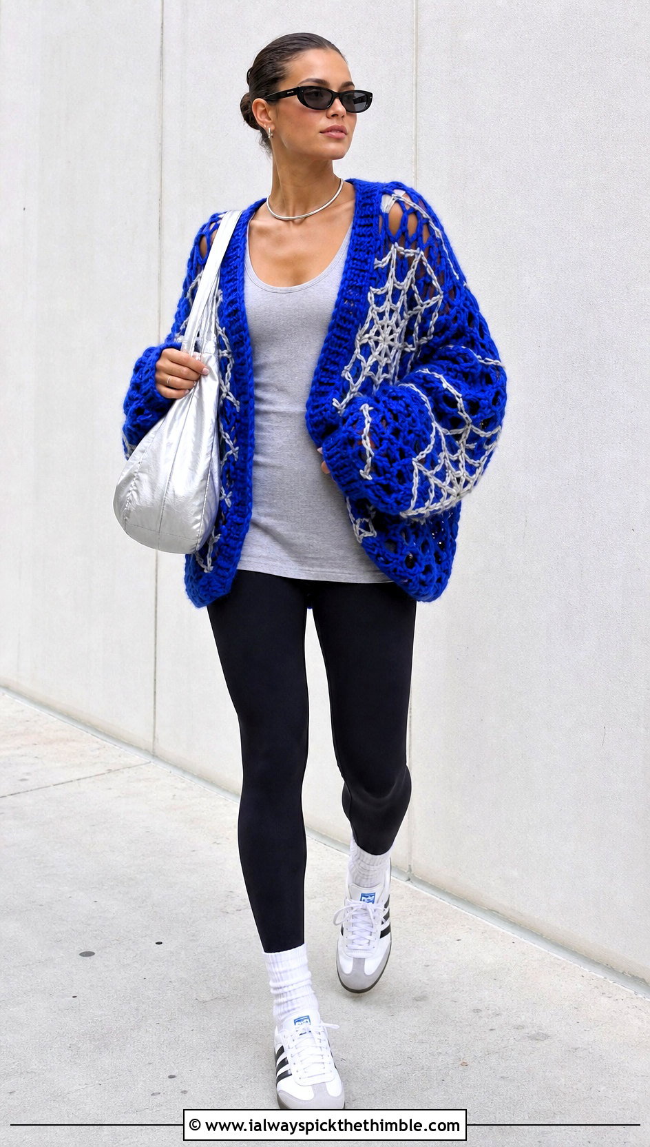 Oversized Spider Web Cardigan With Leggings - 20 Crochet Spider Web Cardigan outfit ideas