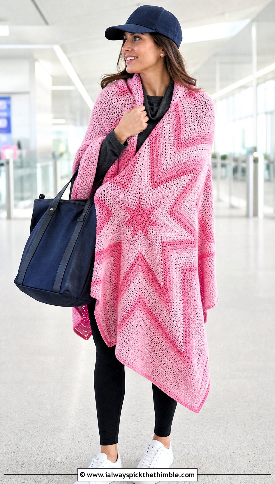 Oversized Star Blanket Shawl With Leggings - 20 star crochet shawl outfit ideas