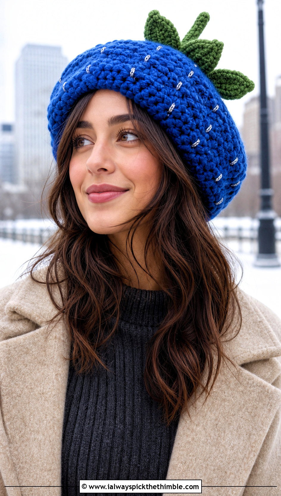 Oversized Strawberry Crochet Beret With Sweater Dress - 20 strawberry crochet beret outfit ideas