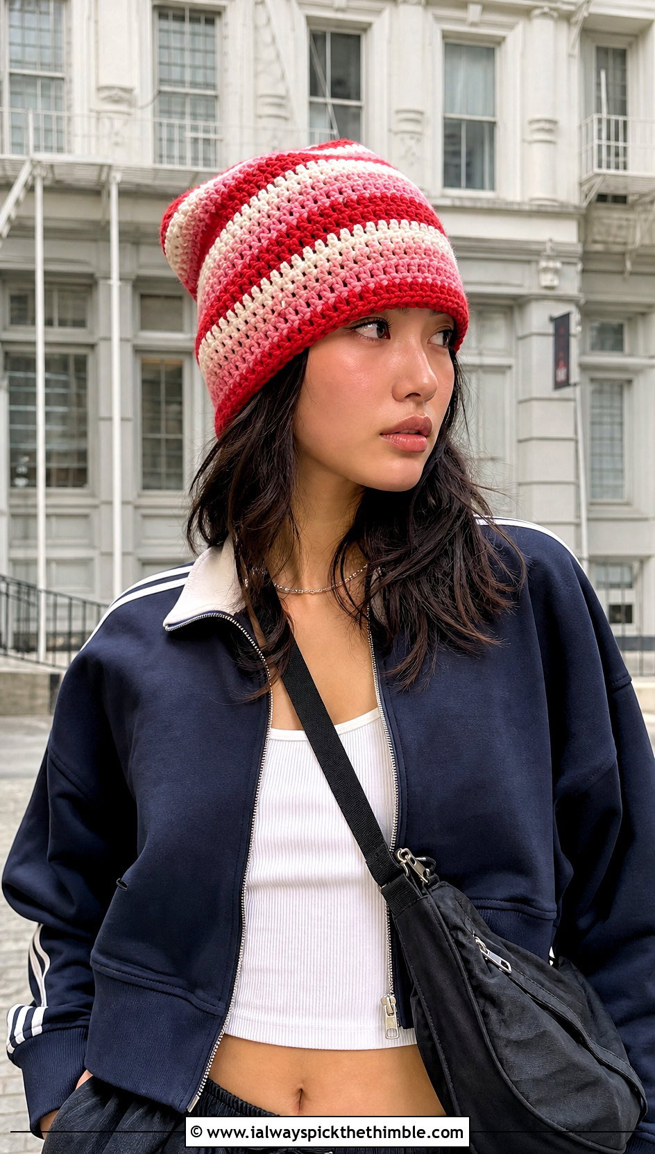Oversized Striped Crochet Beanie With Hoodie And Cargo Pants - 15 Oversized Crochet Beanie outfit ideas