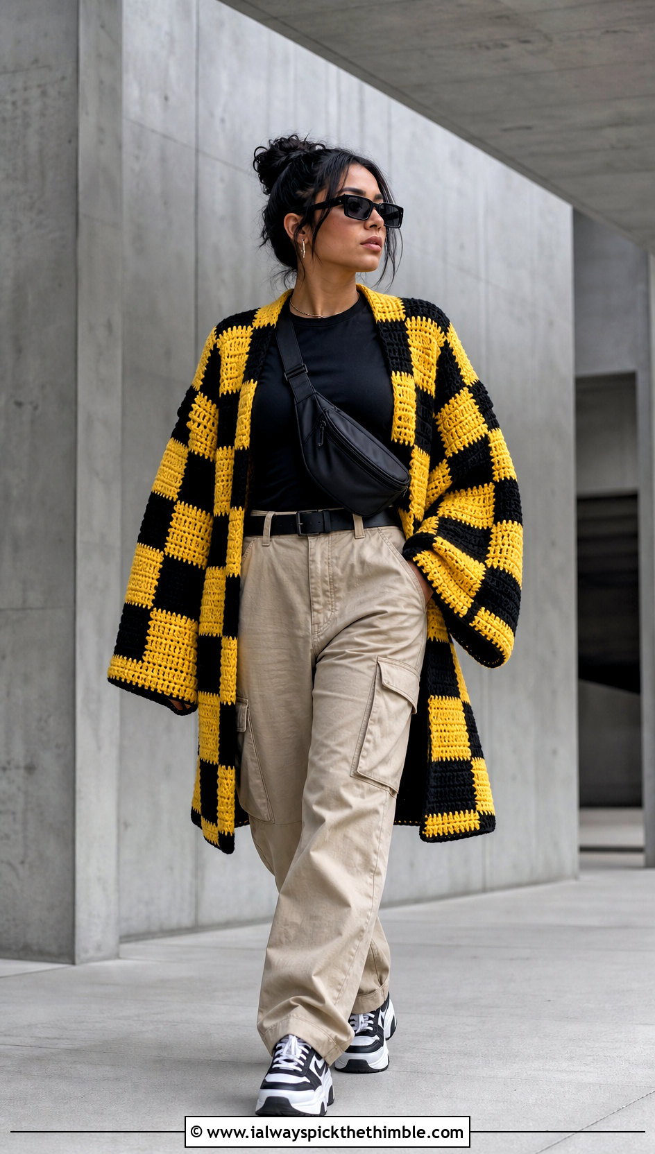 Oversized Tanjiro Crochet Kimono With Cargo Pants - 20 tanjiro crochet kimono outfit ideas