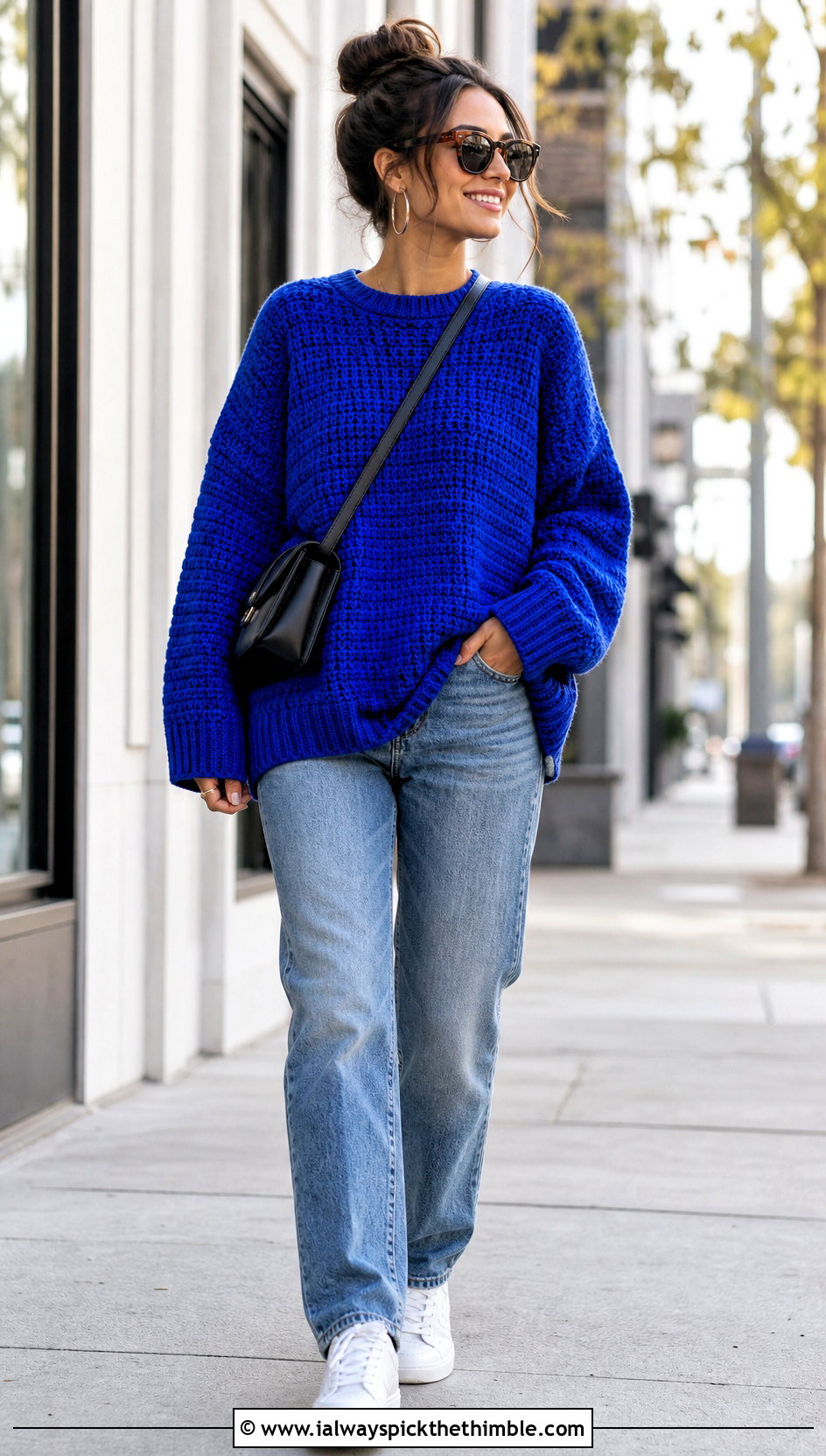 Oversized Velma Crochet Sweater With Straight Leg Jeans - 15 Velma Crochet Sweater outfit ideas