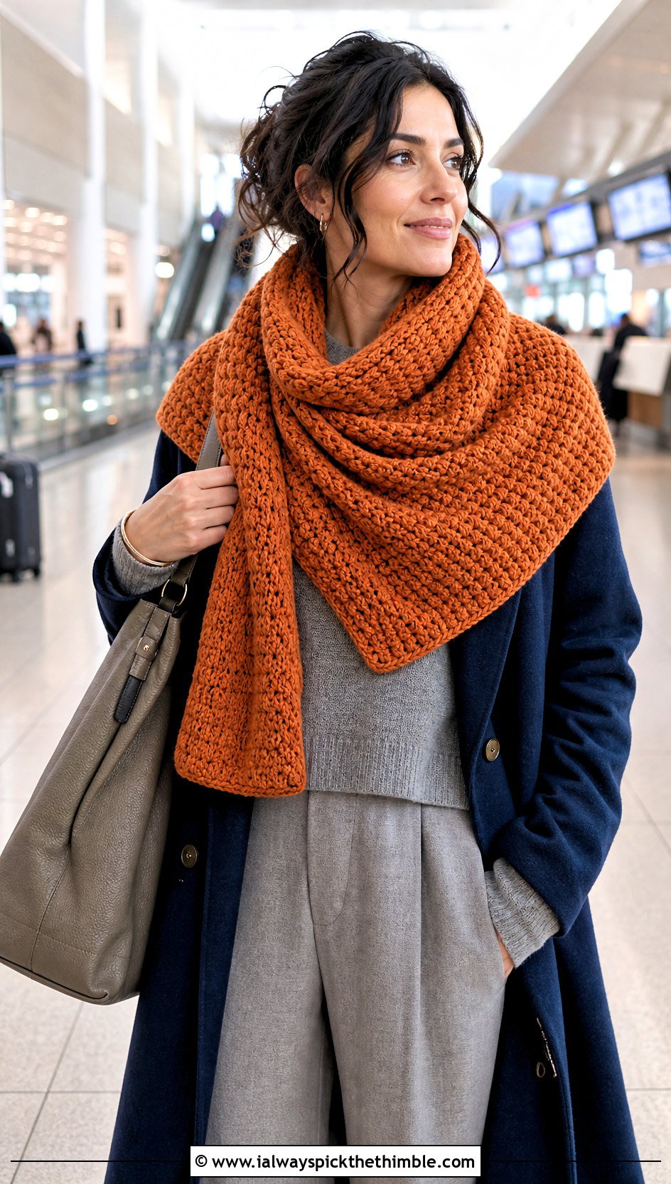Oversized Wrap Crochet Chenille Scarf With Travel Set - 20 crochet chenille scarf outfit ideas
