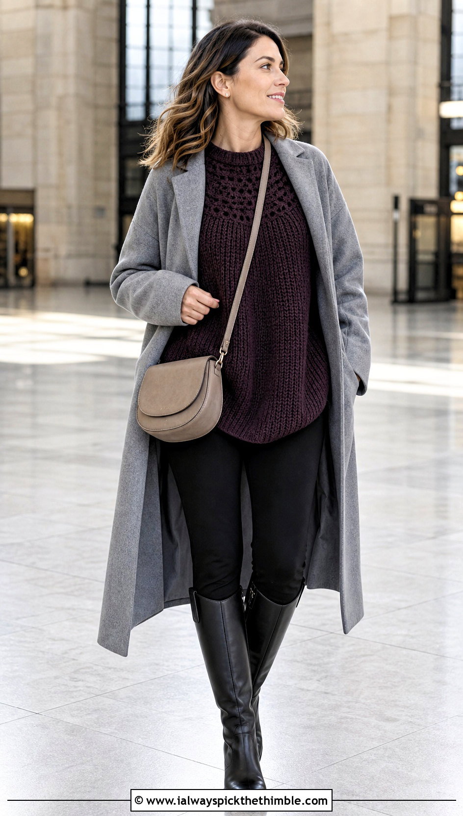 Oversized Yoke Crochet Sweater With Leggings - 20 Yoke Down Crochet Sweater outfit ideas